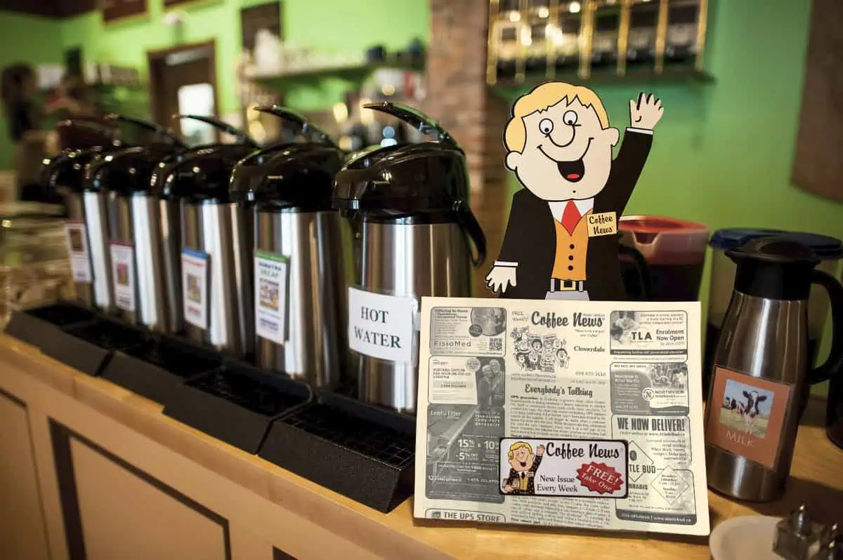 Coffee News in a coffee shop